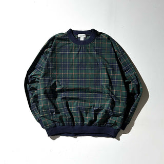 90's IZOD パッカブル チェック プルオーバー ナイロン ジャケット(グリーン)