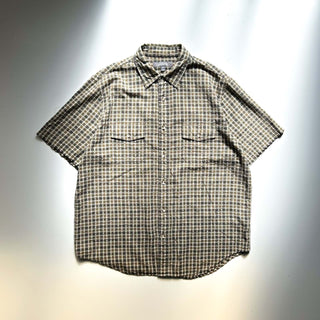 00's Croft & Barrow シアサッカー チェック レギュラーカラー S/Sシャツ