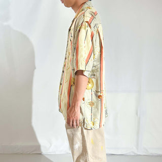 90's～00's Tommy Bahama シルク ボーリング 総柄 オープンカラー S/Sシャツ