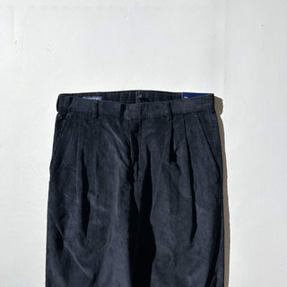 90's～ "deadstock" LANDS' END ２タック コーデュロイ パンツ (BLACK 30×30)