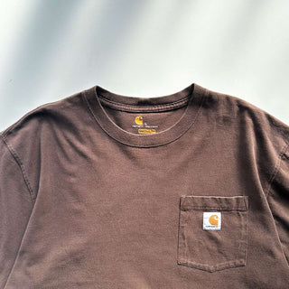 00's Carhartt ワンポイント ポケット Tシャツ(ブラウン)