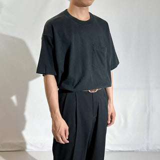 90's FRUIT OF THE LOOM "耳付き" ブラック 無地 ポケット Tシャツ