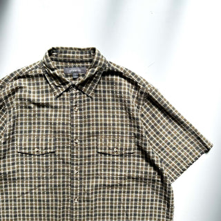 00's Croft & Barrow シアサッカー チェック レギュラーカラー S/Sシャツ