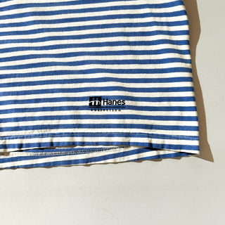 ～00's "made in USA" HANES ブルー×ホワイト 短丈 ボーダー Tシャツ