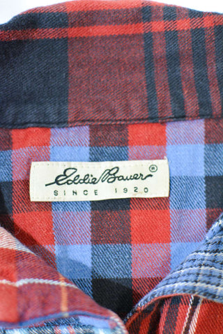 90’s～ Eddie Bauer パッチワーク オープンカラー L/Sシャツ