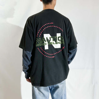 90's "made in USA" NAUTICA COMPETITION ブラック 両面プリント Tシャツ