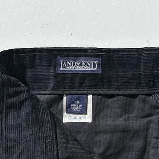 90's～ "deadstock" LANDS' END ２タック コーデュロイ パンツ (BLACK 30×30)