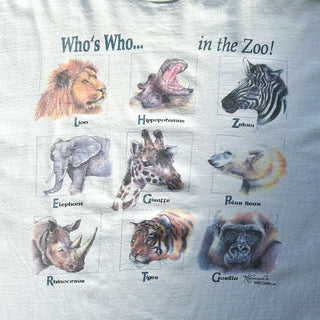 90's Hanes "Who's Who... in the Zoo!" アニマル 両面プリント Tシャツ