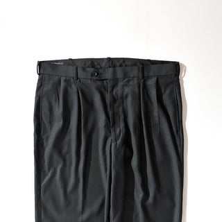 90's～00's PRONTI レーヨン×ポリエステル ブラック 2タック ワイド ギャング スラックス