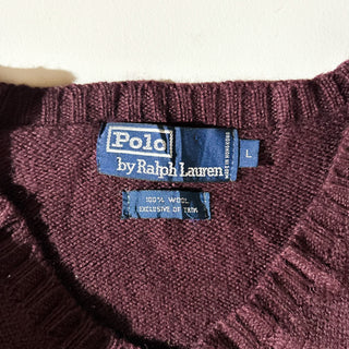80's～90's OLD RALPH LAUREN エルボーパッチ Vネック ニット セーター