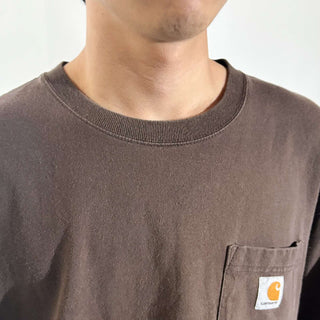 00's Carhartt ワンポイント ポケット Tシャツ(ブラウン)