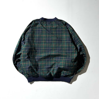 90's IZOD パッカブル チェック プルオーバー ナイロン ジャケット(グリーン)