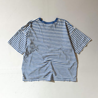 ～00's "made in USA" HANES ブルー×ホワイト 短丈 ボーダー Tシャツ