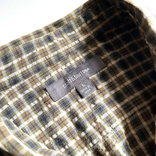 00's Croft & Barrow シアサッカー チェック レギュラーカラー S/Sシャツ