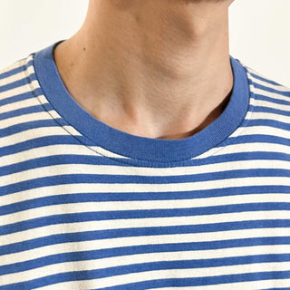 ～00's "made in USA" HANES ブルー×ホワイト 短丈 ボーダー Tシャツ