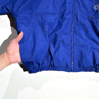 90's adidas 裏キルティング フーデッド ナイロン シェル ジャケット(ブルー)