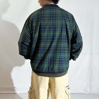 90's IZOD パッカブル チェック プルオーバー ナイロン ジャケット(グリーン)