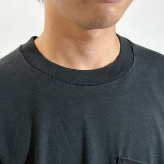 90's FRUIT OF THE LOOM "耳付き" ブラック 無地 ポケット Tシャツ