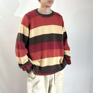 00's St. John's Bay ドリフタータイプ マルチボーダー ニット セーター