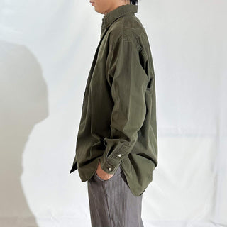 90's～ OLD RALPH LAUREN オリーブ コットンブロード ボタンダウン L/Sシャツ