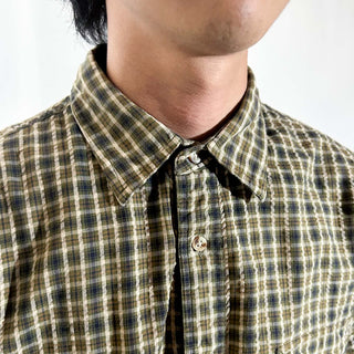 00's Croft & Barrow シアサッカー チェック レギュラーカラー S/Sシャツ