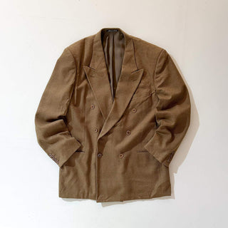 ～90's "made in ITALY" VALENTINO×Saks Fifth Avenue ヴァージンウール×カシミア ヘリンボーン ツイード ダブルブレスト テーラード ジャケット