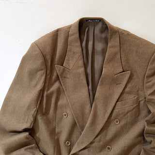 ～90's "made in ITALY" VALENTINO×Saks Fifth Avenue ヴァージンウール×カシミア ヘリンボーン ツイード ダブルブレスト テーラード ジャケット