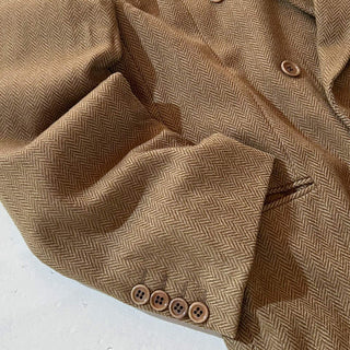 ～90's "made in ITALY" VALENTINO×Saks Fifth Avenue ヴァージンウール×カシミア ヘリンボーン ツイード ダブルブレスト テーラード ジャケット