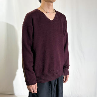 80's～90's OLD RALPH LAUREN エルボーパッチ Vネック ニット セーター