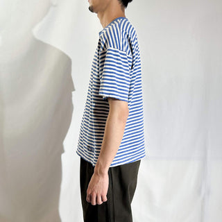 ～00's "made in USA" HANES ブルー×ホワイト 短丈 ボーダー Tシャツ