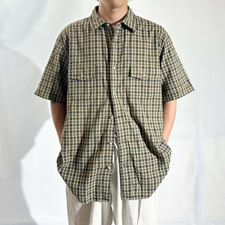 00's Croft & Barrow シアサッカー チェック レギュラーカラー S/Sシャツ