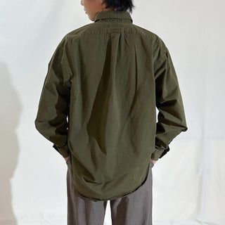 90's～ OLD RALPH LAUREN オリーブ コットンブロード ボタンダウン L/Sシャツ