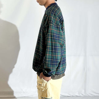 90's IZOD パッカブル チェック プルオーバー ナイロン ジャケット(グリーン)