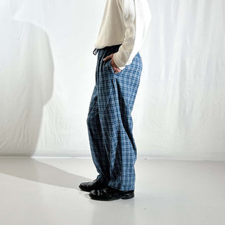 00's Faded Glory ドローコード チェック ワイド パジャマ パンツ