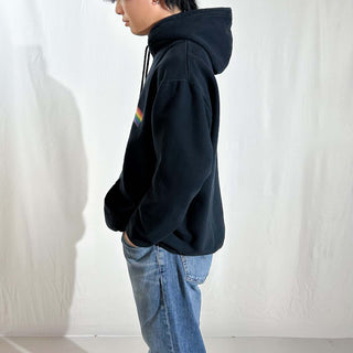 00's Pink Floyd "Dark Side of the Moon" ブラック バンド プリント スウェット パーカ