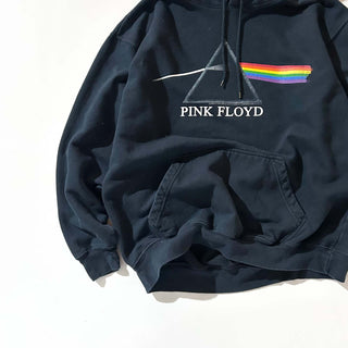 00's Pink Floyd "Dark Side of the Moon" ブラック バンド プリント スウェット パーカ