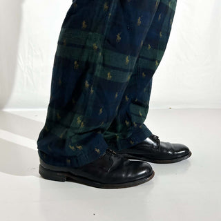 00's Ralph Lauren ドローコード 総柄 ブラックウォッチ チェック ワイド パジャマ パンツ