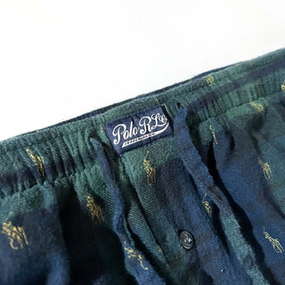 00's Ralph Lauren ドローコード 総柄 ブラックウォッチ チェック ワイド パジャマ パンツ