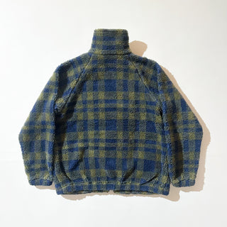 80'～90's unknown チェック柄 ラグラン ヘビー フリース