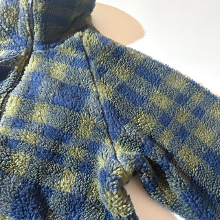 80'～90's unknown チェック柄 ラグラン ヘビー フリース