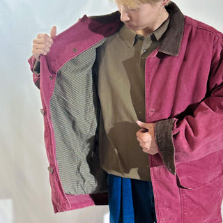 80's Eddie Bauer バーガンディ フェード グースダウン ハンティング ジャケット