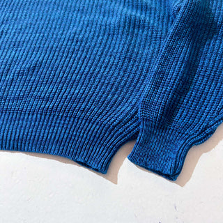 80's FAVORITES ディープブルー×スカイブルー メランジ アクリル ニット セーター