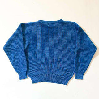 80's FAVORITES ディープブルー×スカイブルー メランジ アクリル ニット セーター