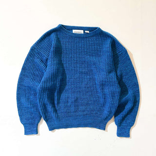 80's FAVORITES ディープブルー×スカイブルー メランジ アクリル ニット セーター