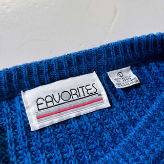 80's FAVORITES ディープブルー×スカイブルー メランジ アクリル ニット セーター