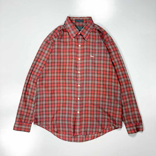 80's Le TIGRE コットン チェック ボタンダウン L/S シャツ
