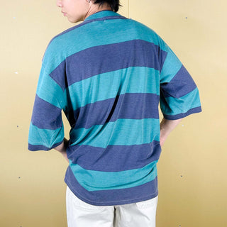80's PERMIT ヘンリーネック 太ボーダー Tシャツ