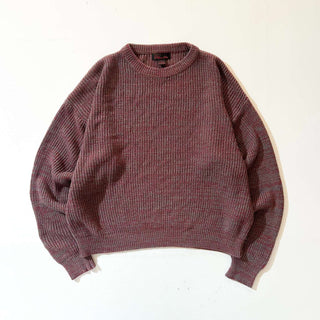 80's William John レッド×グレー メランジ アクリル ニット セーター