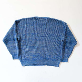 80's～90's CHAPEL HILL ブルー×ホワイト メランジ アクリル ニット セーター