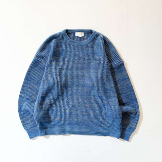 80's～90's CHAPEL HILL ブルー×ホワイト メランジ アクリル ニット セーター